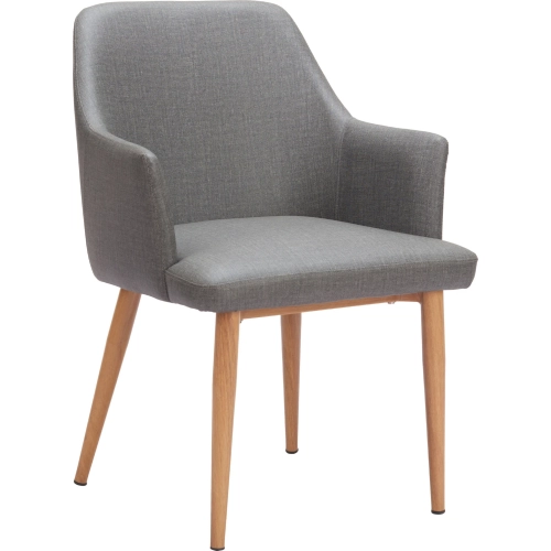 Wisom Dining Chair in Gray Performance Fabric & Natural Wood (Set of 2)