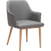 Wisom Dining Chair in Gray Performance Fabric & Natural Wood (Set of 2)