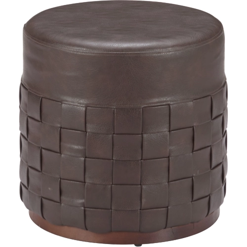 Filo Ottoman in Espresso Brown Leatherette & Wood
