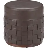 Filo Ottoman in Espresso Brown Leatherette & Wood