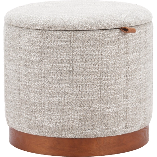 Fije Storage Ottoman in Gray Textured Fabric & Wood
