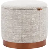 Fije Storage Ottoman in Gray Textured Fabric & Wood