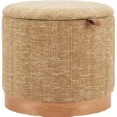Fije Storage Ottoman in Oat Yellow Textured Fabric & Wood
