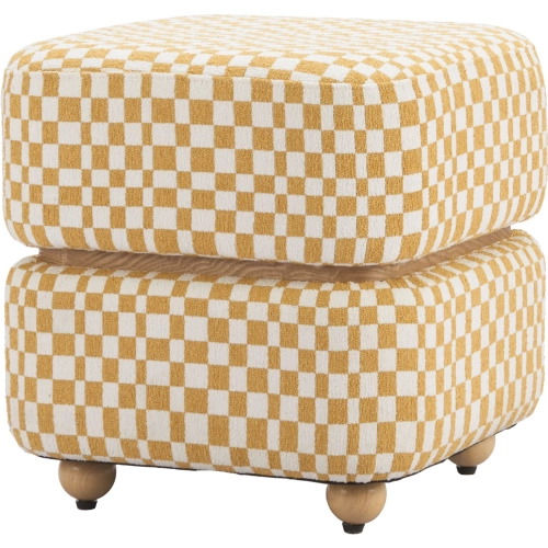 Haki Ottoman in Multicolor Fabric & Wood