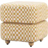 Haki Ottoman in Multicolor Fabric & Wood