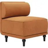 Malben Sectional Sofa Unit Middle Chair in Brown Poly Linen Fabric