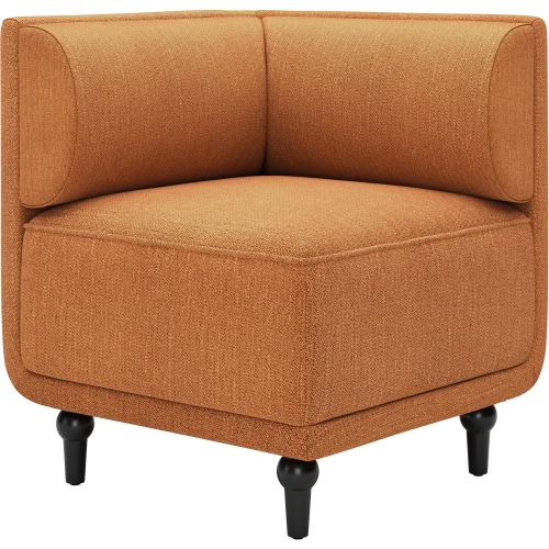 Malben Sectional Sofa Unit Corner Chair in Brown Poly Linen Fabric