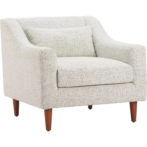 Koseli Accent Arm Chair in Pewter Gray Textured Fabric & Walnut