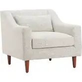 Koseli Accent Arm Chair in Pewter Gray Textured Fabric & Walnut
