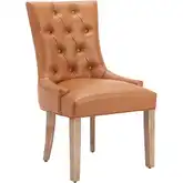 Nuby Dining Chair in Tufted Brown Vegan Leather & White Washed Wood