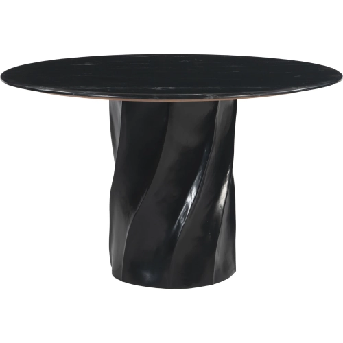Kuro 47" Dining Table in Black Natural Marble & Wood