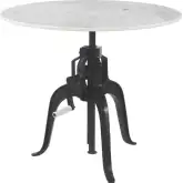 Mufid Bistro Table in White Natural Marble & Black Iron