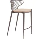 Silues Counter Stool Taupe Leatherette & Brown Steel (Set of 2)