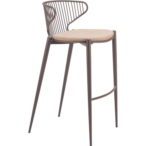 Silues Bar Stool Taupe Leatherette & Brown Steel (Set of 2)