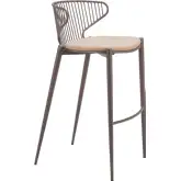 Silues Bar Stool Taupe Leatherette & Brown Steel (Set of 2)