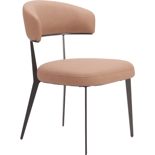 Loom Dining Chair in Tan Brown Leatherette & Black Metal (Set of 2)