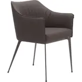 Belmont Dining Chair in Brown Leatherette & Black Steel (Set of 2)