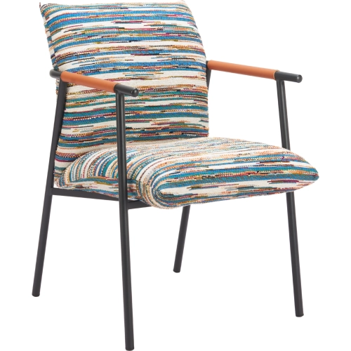 Reduga Dining Chair in Multicolor Fabric, Leatherette & Black Steel