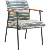 Reduga Dining Chair in Multicolor Fabric, Leatherette & Black Steel