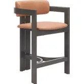 Shaili Counter Stool in Brown Leatherette & Black Wood