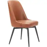 Keppel Swivel Dining Chair in Brown Vegan Leather & Steel (Set of 2)