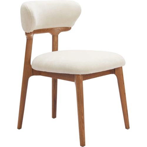 Cedar Dining Chair in White Fabric & Walnut Finish Wood (Set of 2)