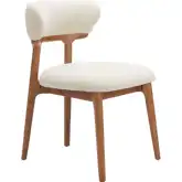 Cedar Dining Chair in White Fabric & Walnut Finish Wood (Set of 2)
