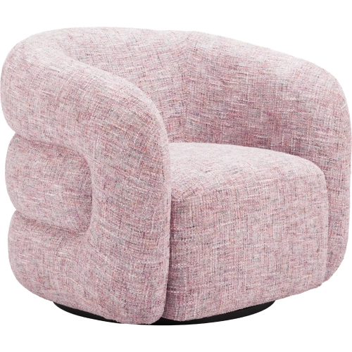 Refine Swivel Accent Chair in Pink Tweed Fabric