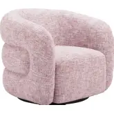 Refine Swivel Accent Chair in Pink Tweed Fabric