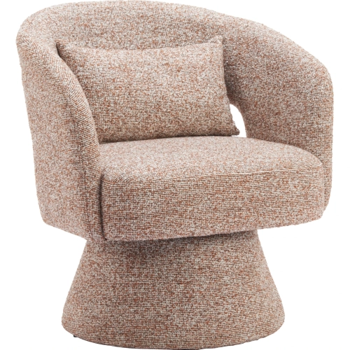 Liva Swivel Chair in Frosty Brown Shearling Style Fabric