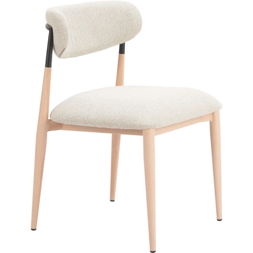 Equinox Armless Dining Chair in Oyster Gray Fabric, Faux Wood Steel & Steel (Set of 2)