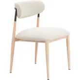 Equinox Armless Dining Chair in Oyster Gray Fabric, Faux Wood Steel & Steel (Set of 2)