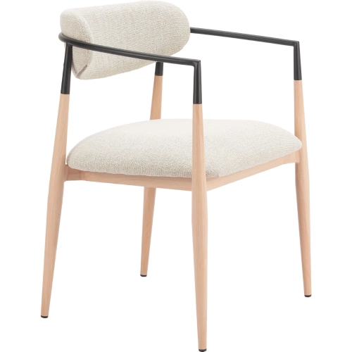 Equinox Dining Chair in Oyster Gray Fabric, Faux Wood Steel & Steel (Set of 2)