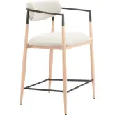 Equinox Counter Stool in Oyster Gray Fabric, Faux Wood Steel & Steel