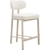Aurea Counter Stool in Light Gray Textured Fabric & Taupe Wood (Set of 2)