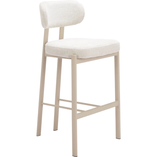 Aurea Bar Stool in Light Gray Textured Fabric & Taupe Wood (Set of 2)