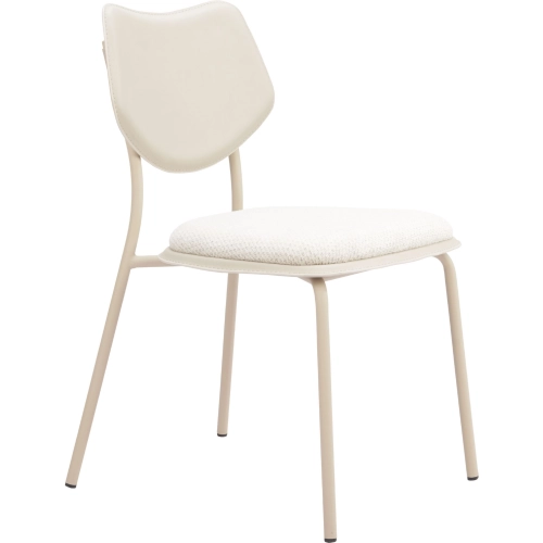 Zeal Dining Chair in Light Gray Fabric, Leatherette & Taupe Steel (Set of 4)
