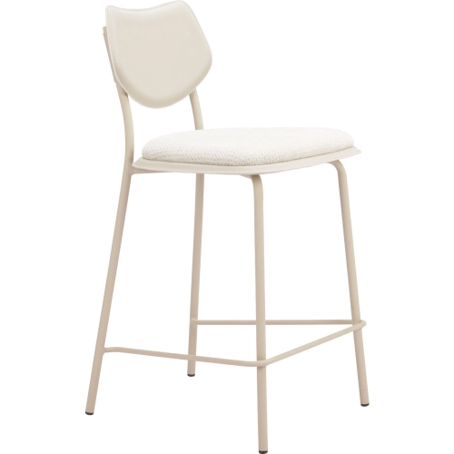 Zeal Counter Stool in Light Gray Fabric, Leatherette & Taupe Steel (Set of 4)