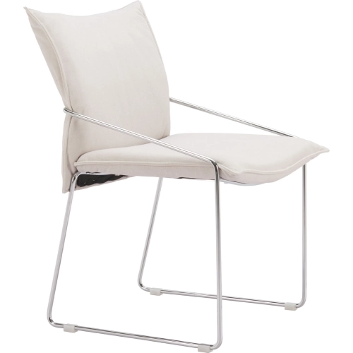 Pola Dining Chair in White Fabric & Chrome (Set of 2)