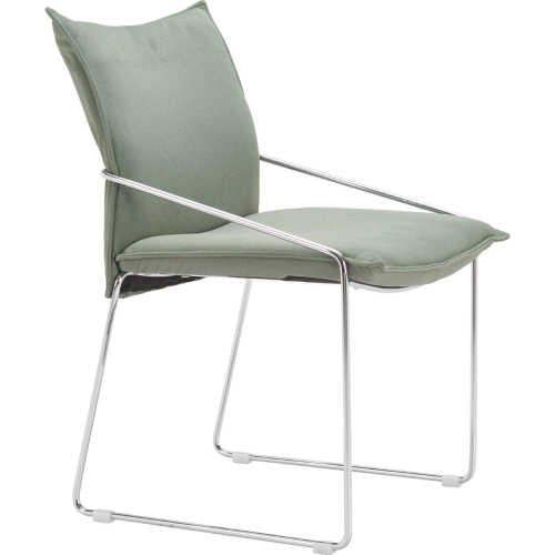 Pola Dining Chair in Green Fabric & Chrome (Set of 2)