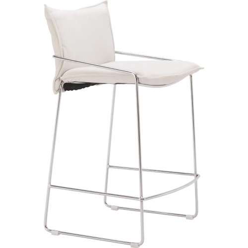 Pola Counter Stool in White Fabric & Chrome