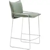 Pola Counter Stool in Green Fabric & Chrome