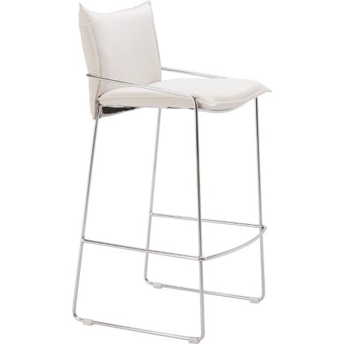 Pola Bar Stool in White Fabric & Chrome