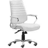 Enterprise Low Back Office Chair in White Leatherette & Chrome