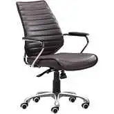 Enterprise Low Back Office Chair in Espresso Brown Leatherette & Chrome