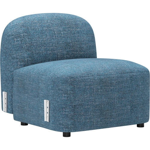 Cleo Modular Sectional Sofa Unit Armless Chair in Blue Textured Fabric