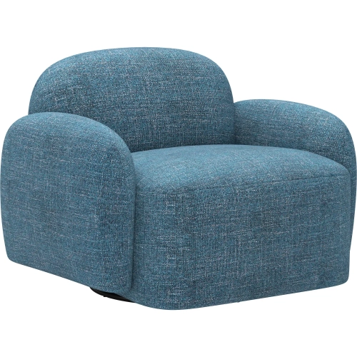 Cleo Swivel Accent Chair in Blue Textured Fabric