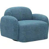 Cleo Swivel Accent Chair in Blue Textured Fabric