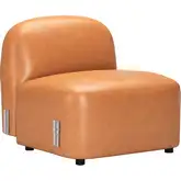 Cleo Sectional Sofa Unit Middle Chair in Brown Vegan Leather