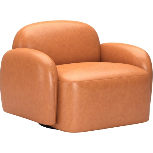 Cleo Swivel Accent Chair in Brown Vegan Leather